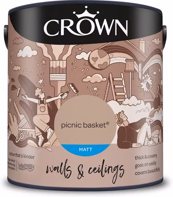 Crown Matt Breatheasy Emulsion Paint - Picnic Basket Multicolour Brown and Beige