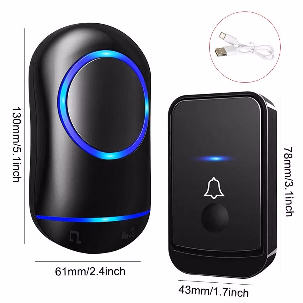 Ventryn Wireless Waterproof Doorbell with 1000ft Range, Plug-in, Black – 2