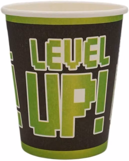 KDMD Game On Party Paper Cups, 6 Pack, Black and Green – 1