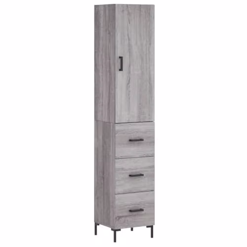 vidaXL Modern Grey Sonoma Highboard in Engineered Wood, H 180 x W 34.5 x D 34 cm