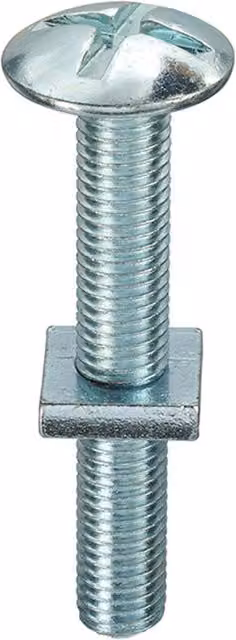 Unifix Silver Galvanised Steel Dome Mushroom Head Roofing Bolts and Square Nuts, M8 x 25 mm, Pack of 100