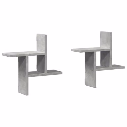 vidaXL Set of 2 Wall Mounted Shelves in Concrete Grey, Engineered Wood, W: 38 cm, D: 12 cm, H: 38 cm