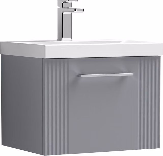 Balterley Wall Hung 1 Drawer Vanity Unit with Thin-Edge Basin, Satin Grey, W: 50 cm, D: 39.5 cm – 1