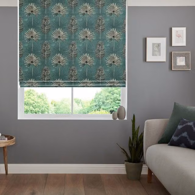 Terrys Zana Made to Measure Blackout Roman Blind in Green Floral Forest Design