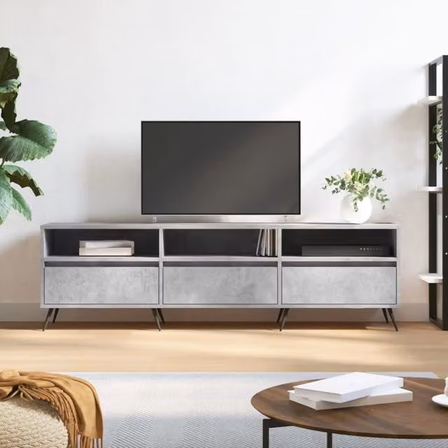 Berkfield Home Industrial TV Cabinet in Concrete Grey, W/D/H: 150 x 30 x 44.5 cm – 1