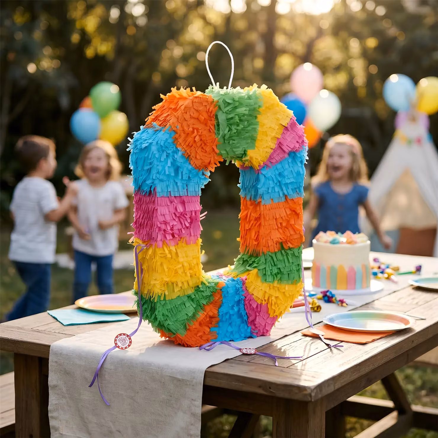 Fax Potato Number 0 Pop-Out Piñata Set with Stick and Blindfold in Multicolour – 5