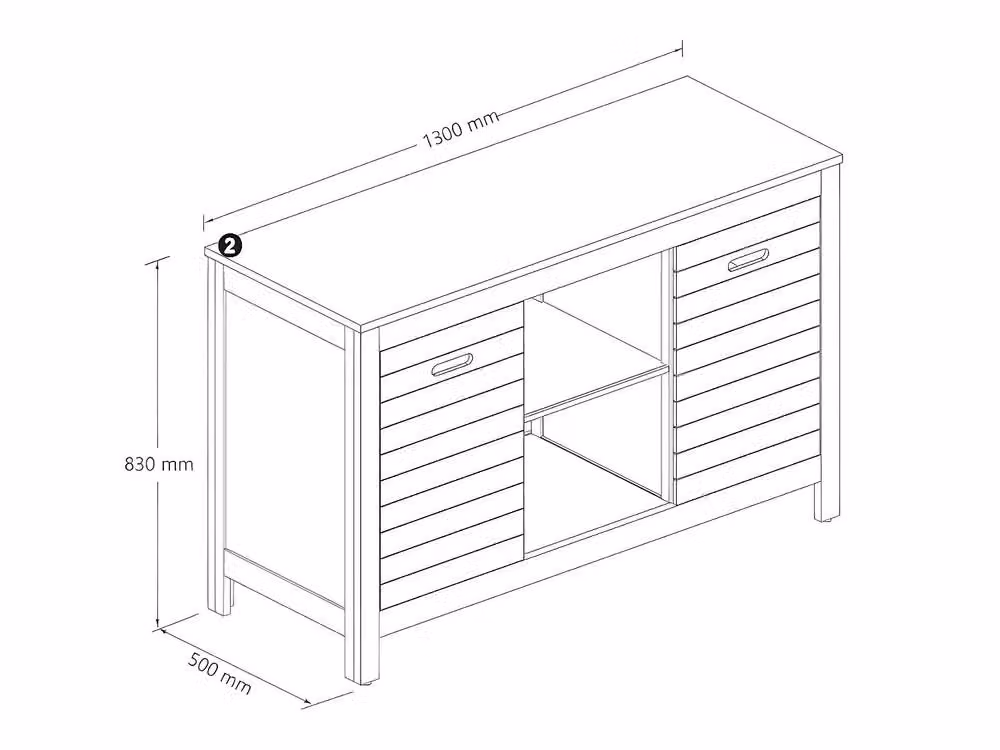 Vente-unique PULUKAN Acacia Wood Vanity Unit in Walnut Brown, W: 130 cm, D: 50 cm, H: 43 cm – 4
