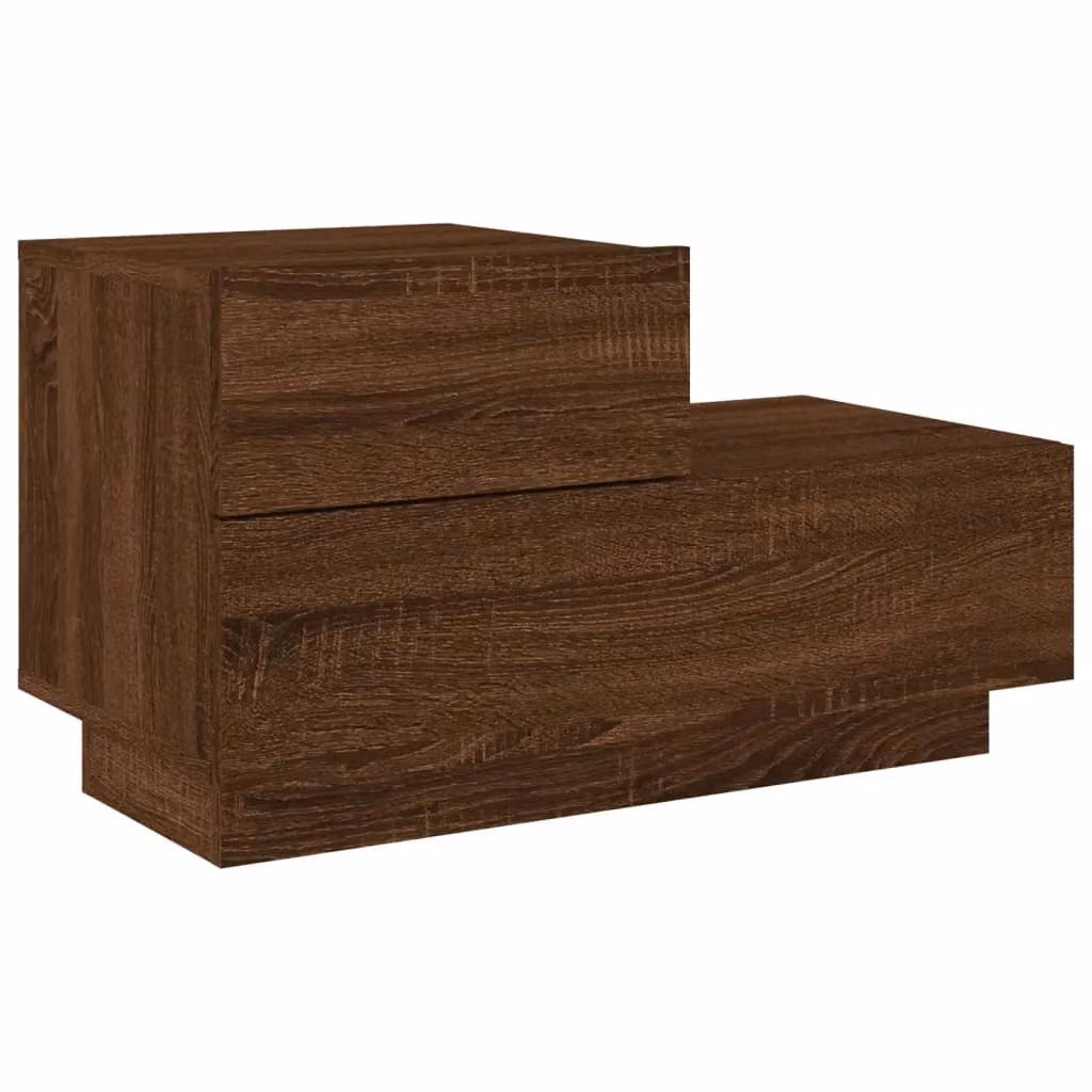 Berkfield Home Modern Bedside Cabinet with Integrated LED Lights in Brown Oak, W/D/H: 70 x 36 x 40.5 cm – 5