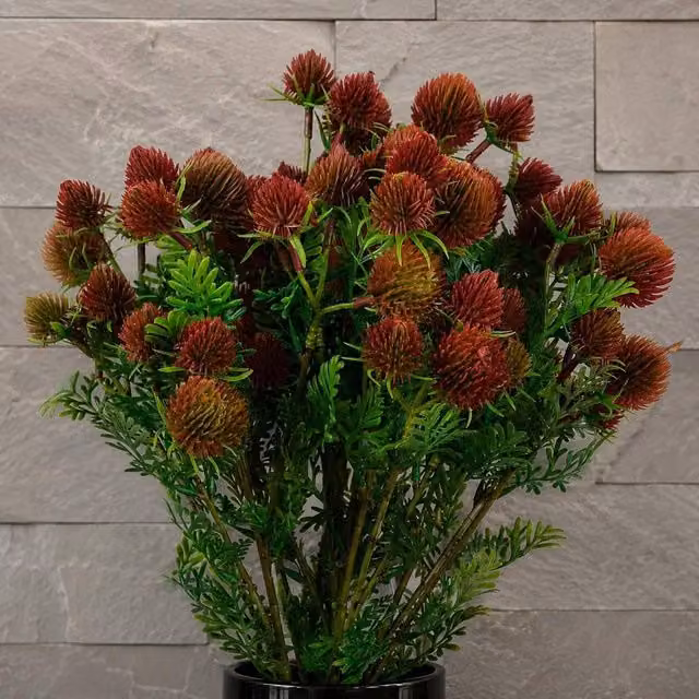 Leaf Red Artificial Premium Craspedia Stems, Pack of 6, Height: 55 cm – 1