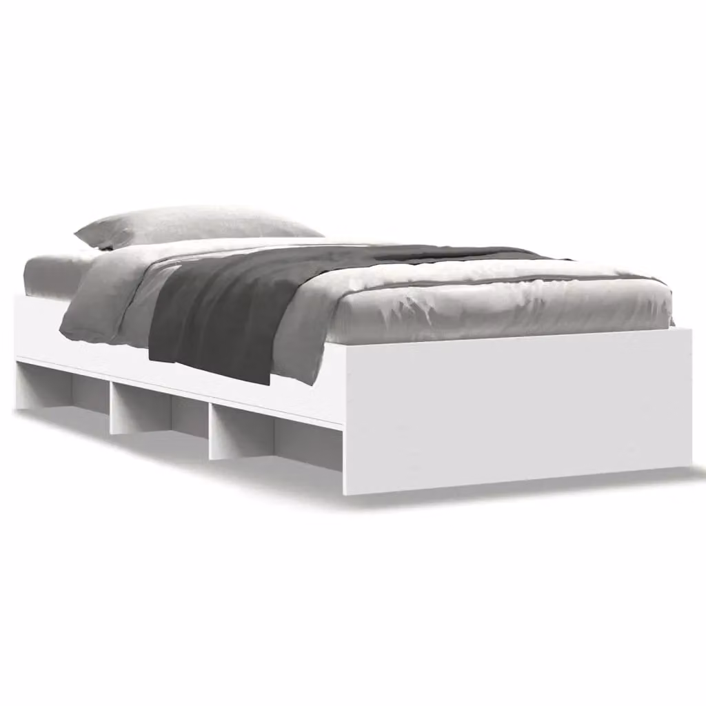 Berkfield Home Single Bed Frame in White, Engineered Wood, W/D/H: 90 x 190 cm – 2