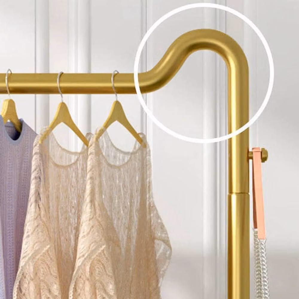SPETLEK Modern Metal Freestanding Clothes Rail in Matt Gold, Large – 3