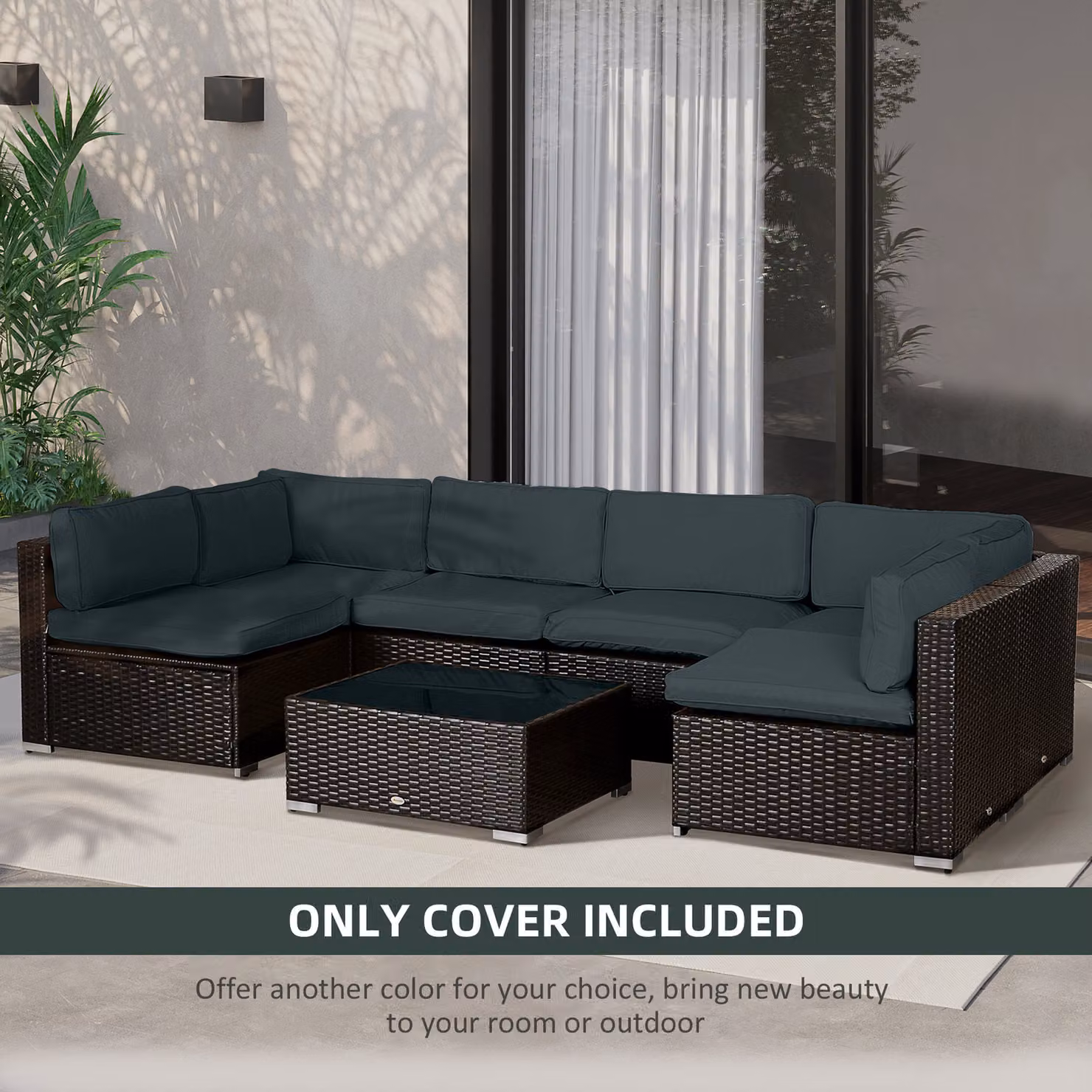 Outsunny Replacement Dark Grey Polyester Garden Rattan Sofa Cushion Cover – 4