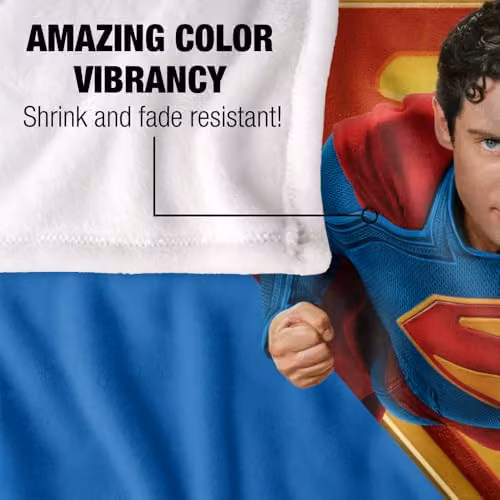 Warner Bros. Superman 2025 Flying Over S-Shield Super Soft Fleece Throw Blanket, Multicolour – 3