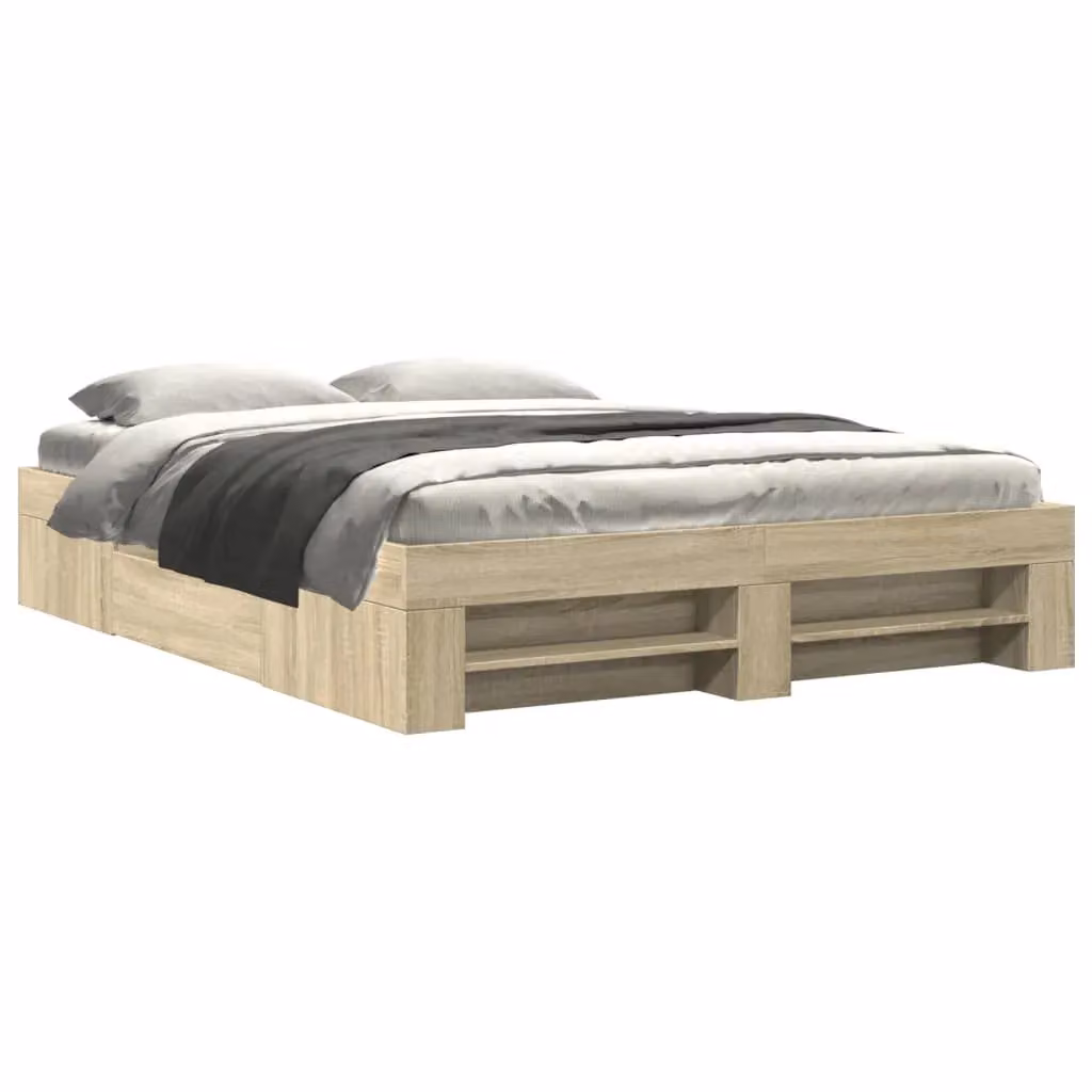 Berkfield Home Sonoma Oak Bed Frame with Drawers in Brown, W/D/H: 160 x 200 cm – 2