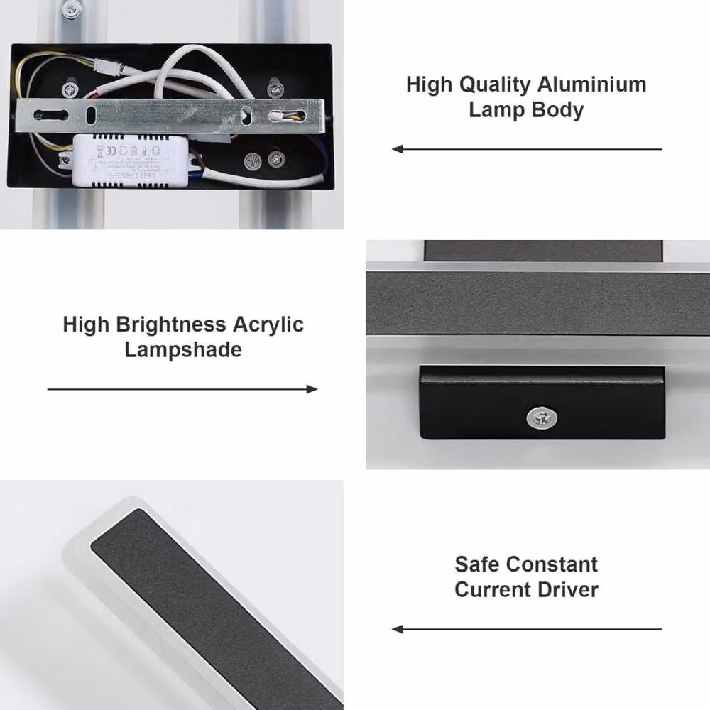 Kelvenix Modern Dimmable LED Wall Lamp in Black Aluminium for Living Rooms and Hallways W/D/H: 46 x 18 x 18 cm – 3