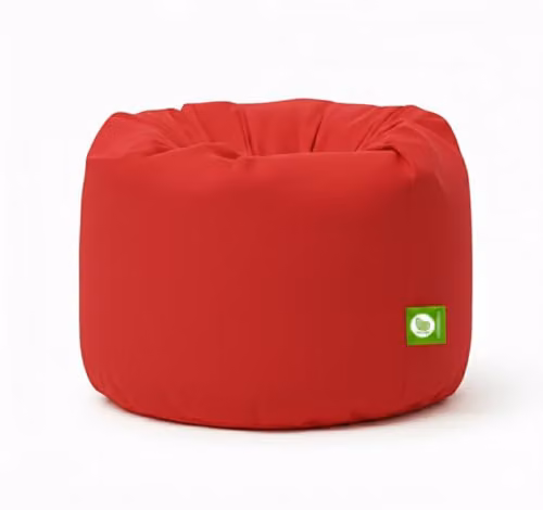 BeanLazy Large Red Cotton Drill Bean Bag with Polystyrene Beads W/D/H: 70 x 70 x 70 cm