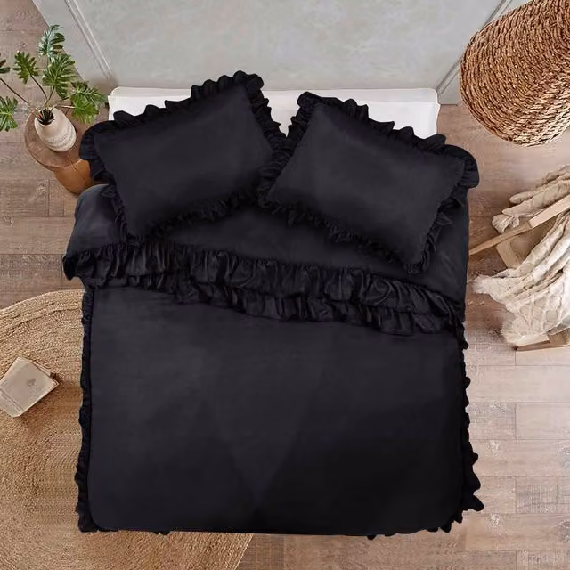 Cotton Passion Black Microfibre Duvet Cover Set, W: 90 cm, L: 200 cm
