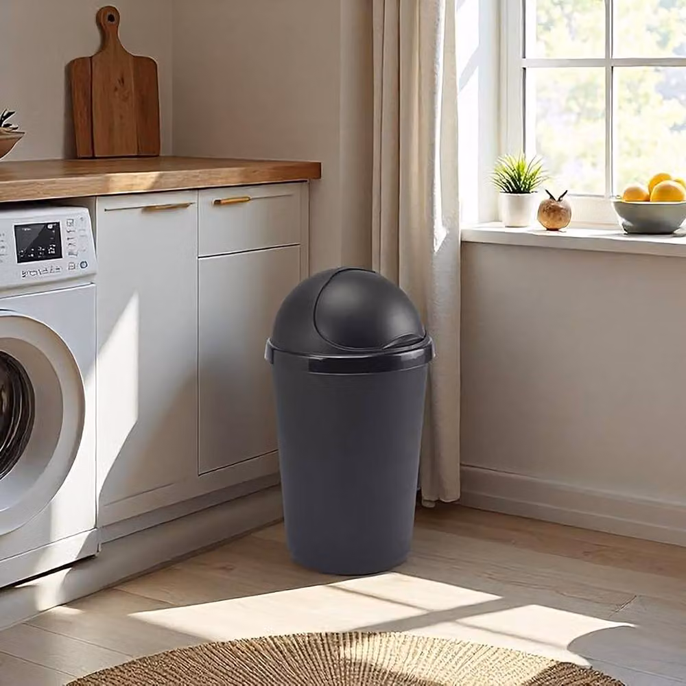 Simpa 50L Kitchen Bullet Bin with Roll Open Lid in Anthracite Black – 3