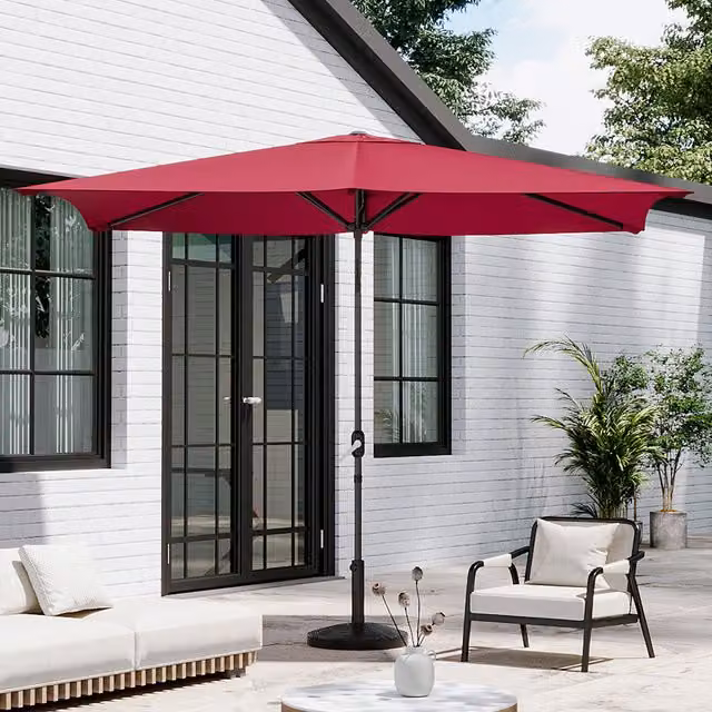 Breeins Rectangular Parasol with Composite Resin Base in Red