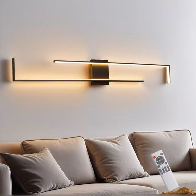 NIVOR Black Aluminium LED Flush Mounted Dimmable Wall Light with Remote Control, 140 cm – 1