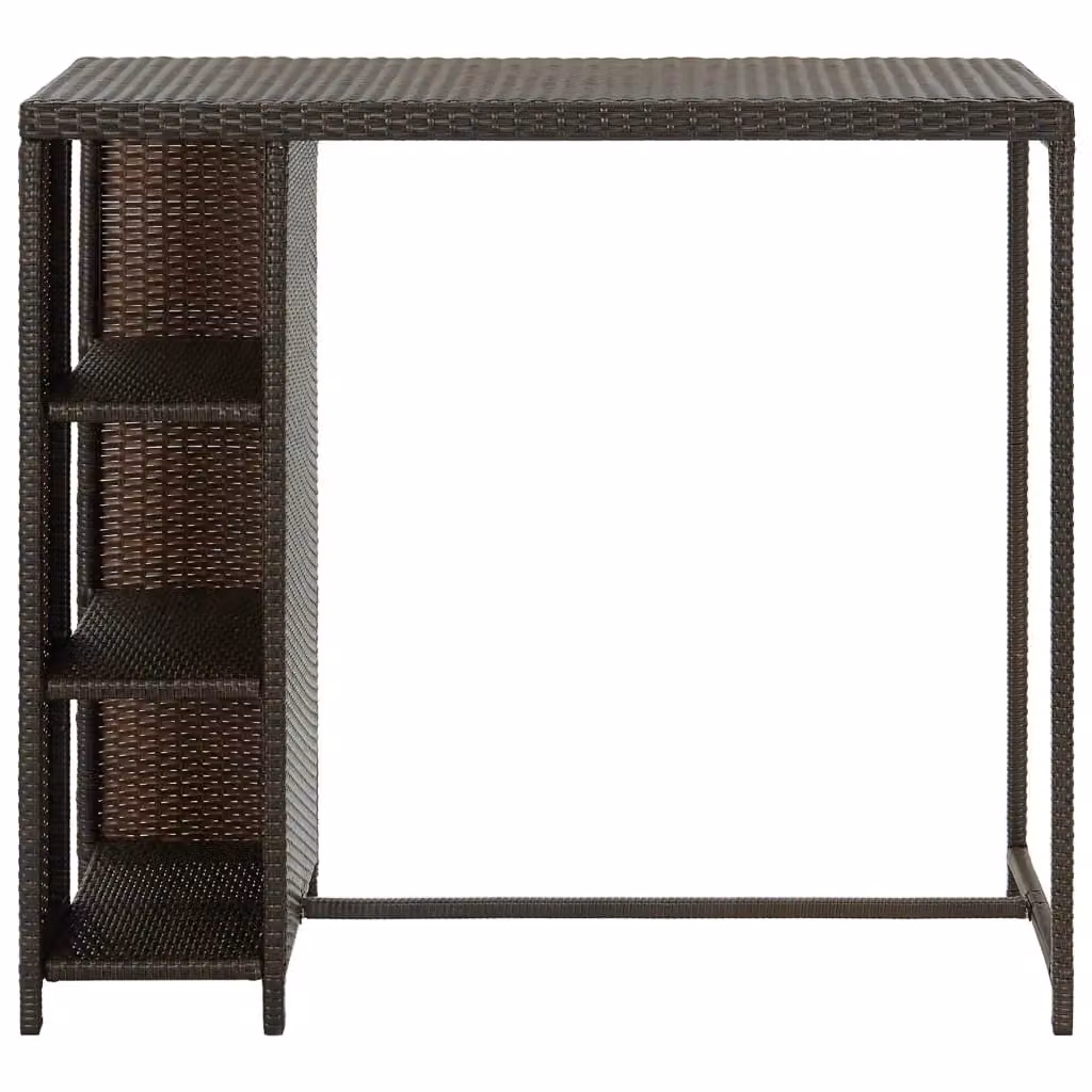 Berkfield Home Bar Table with Storage Rack in Brown Poly Rattan, W/D/H: 120 x 60 x 110 cm – 2