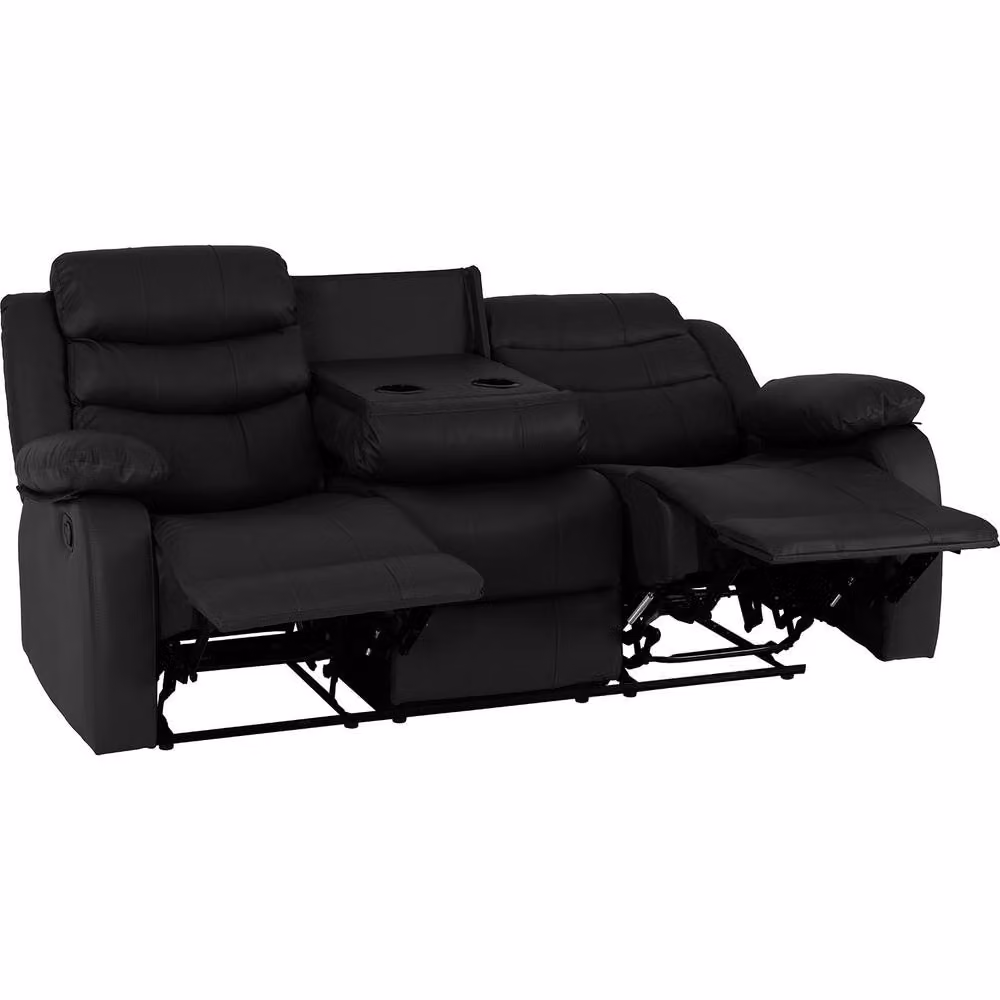 Seconique Roma 3 Seater Recliner Sofa in Black Synthetic Leather – 2