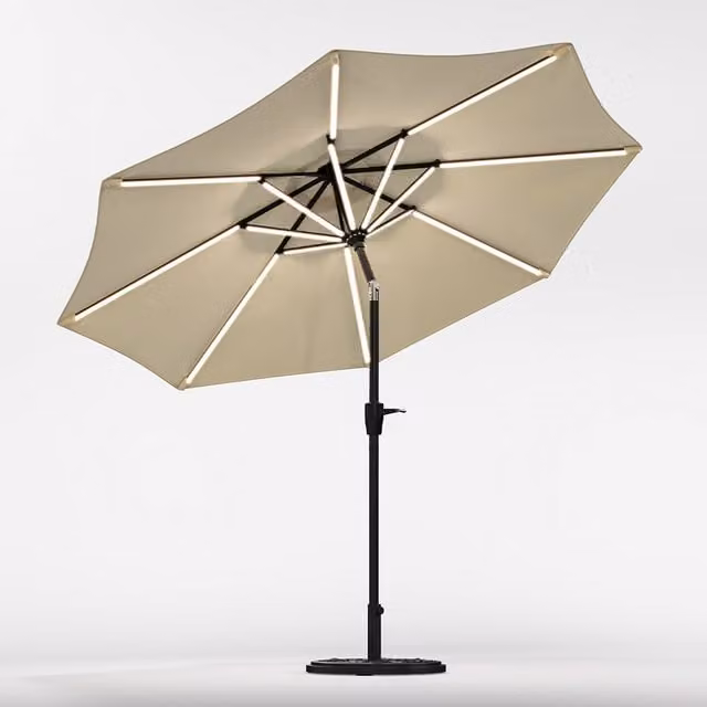 Lifeideas Solar LED Tubes Parasol with Flower Base in Beige