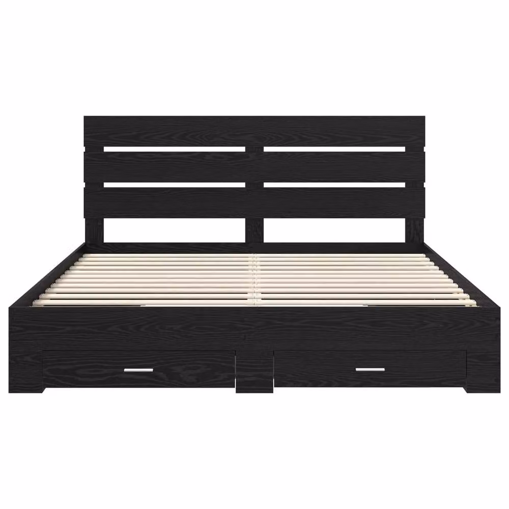Berkfield Home Modern Bed Frame with Drawers in Black Oak, Engineered Wood, 180 x 200 cm – 3