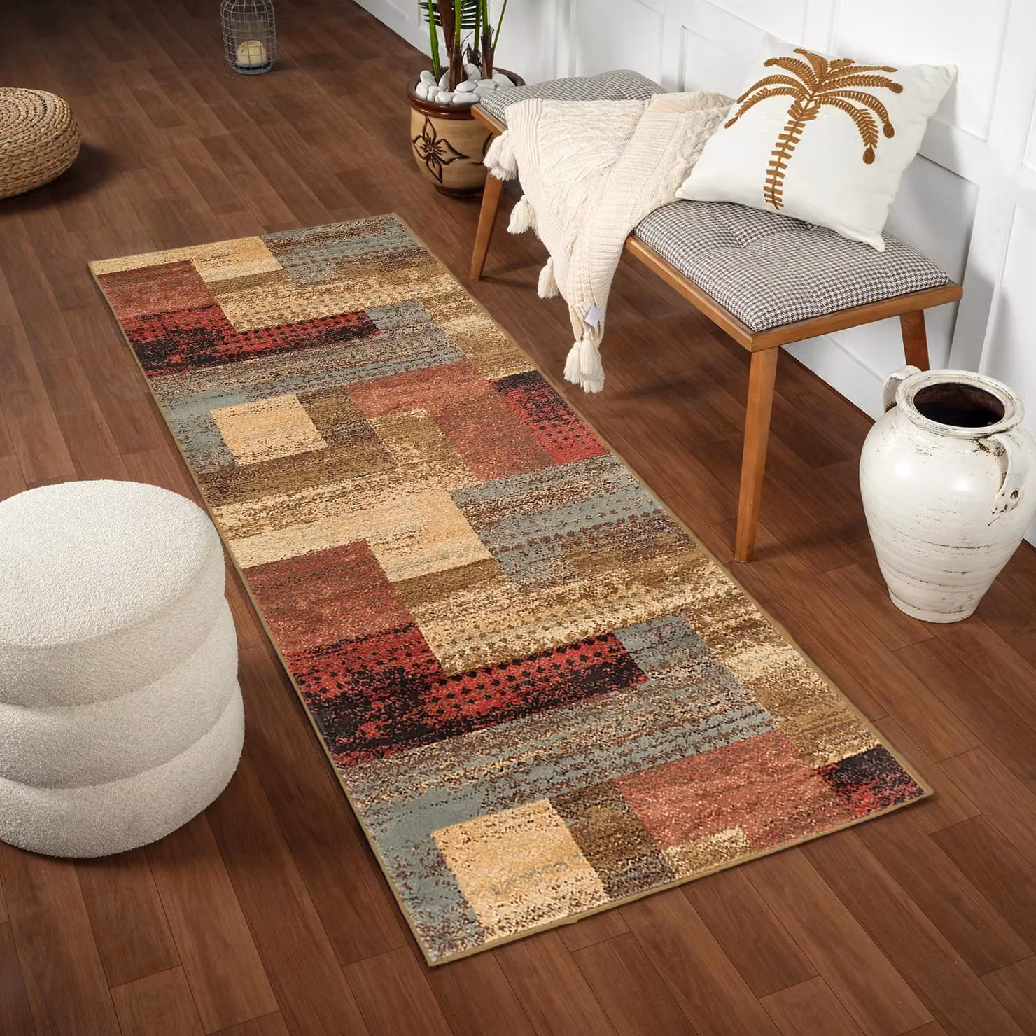 Livabliss Licourt Abstract Modern Rug in Red, Brown, Grey and Multicolour, W: 60 cm, D: 100 cm – 6