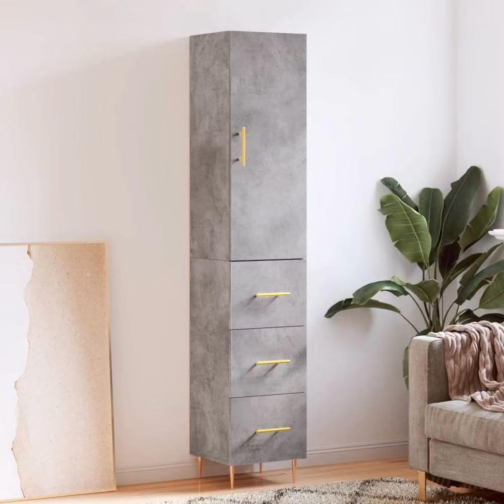 Berkfield Home Modern Grey Highboard with Hinged Doors and Internal Shelves W/D/H: 34.5 x 34.0 x 180.0 cm – 2