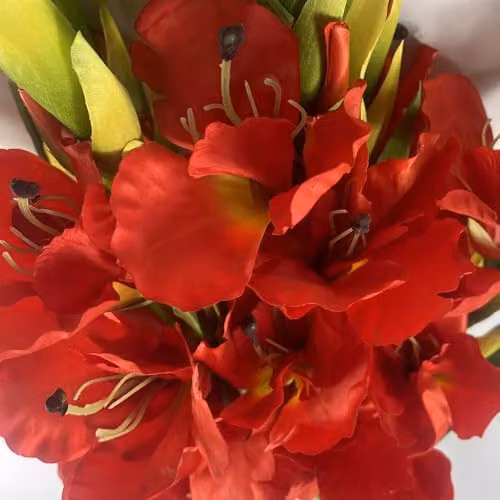 Leaf UK Set of 6 Artificial Orange and Red Gladioli Stems, Height: 115 cm – 5