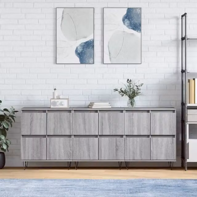 Berkfield Home 3-Piece Sideboard Set in Grey Sonoma Matt Engineered Wood