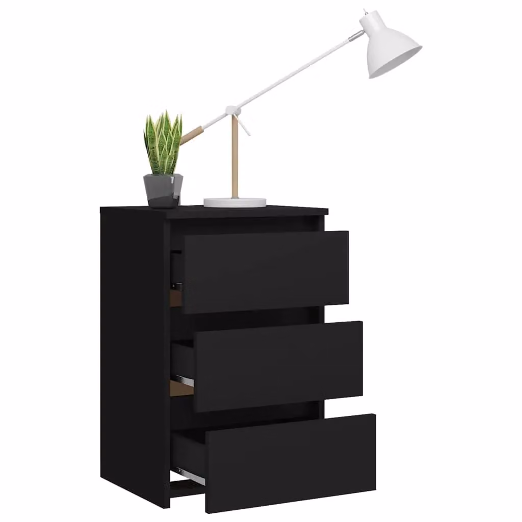Berkfield Home Black Bed Cabinet in MDF, W/D/H: 40 x 35 x 62.5 cm – 3