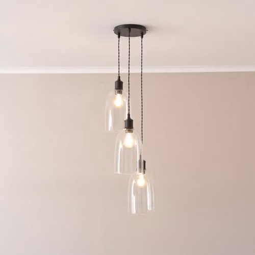 ValueLights Shaw Cluster Drop 3 Way Adjustable Modern LED Ceiling Light in Black, Chrome and Gold/Brass – 2