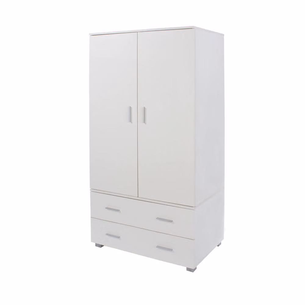 Core Products Lido Low Wardrobe with 2 Doors and 2 Drawers in White Glossy Finish – 2