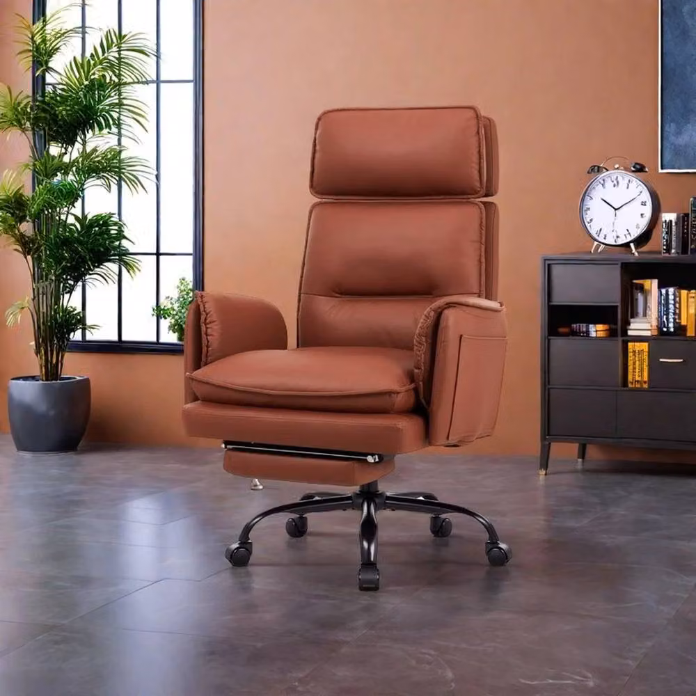 FORGEVIO Brown Big and Tall Executive Office Chair with Headrest and Armrests – 2