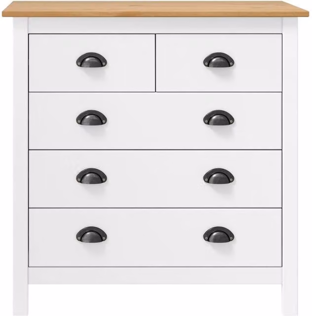 Berkfield Home Hill Sideboard in White Solid Pine Wood, W: 79 cm, D: 40 cm, H: 80 cm