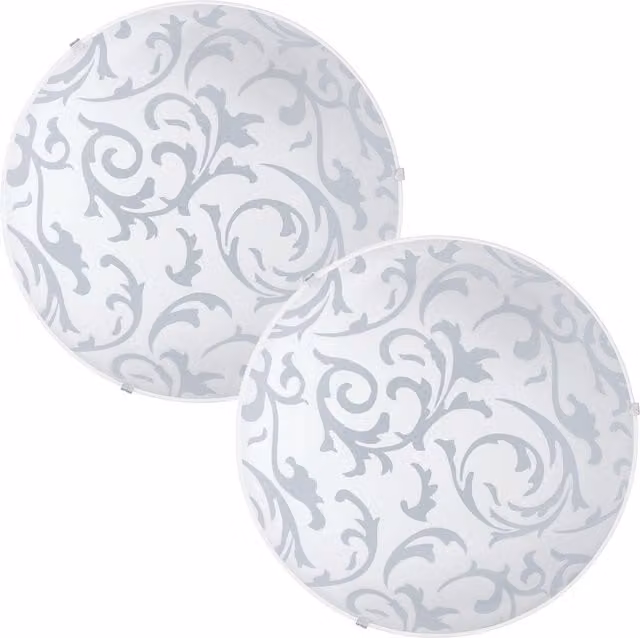 Loops 2 Pack White Modern Round Ceiling and Wall Flush Lights with Satin Glass and E27 Socket