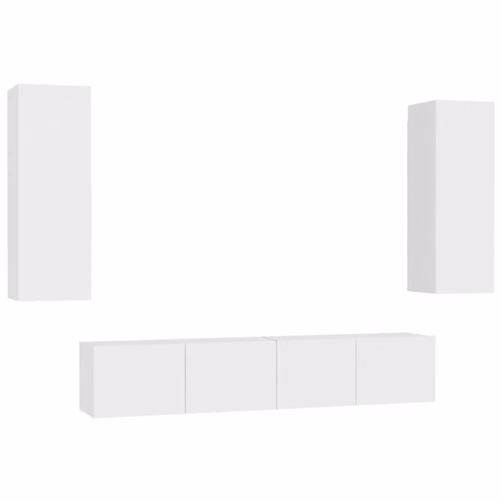 Berkfield Home 4 Piece Modern White Matt TV Cabinet Set in Engineered Wood and MDF – 2