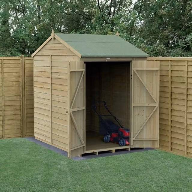 4LIFE Reverse Apex Rustic Wood Shed in Brown with Foundation and Floor