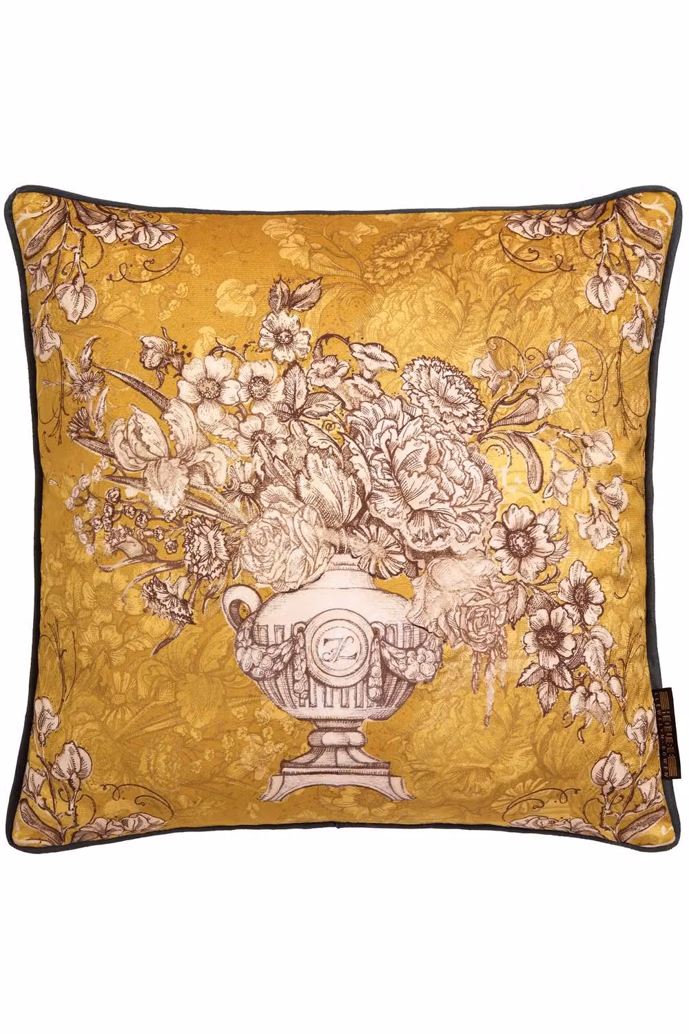 Ulster Weavers Yellow Floral Velvet Square Cushion, W/D/H: 43 x 43 x 43 cm – 2