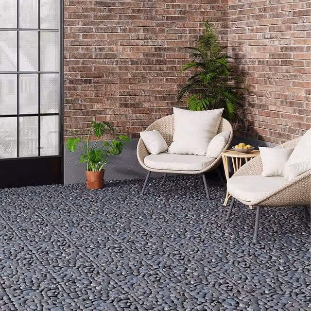 Livingandhome Set of 6 Nature Stone Interlocking Deck Tiles in Blue