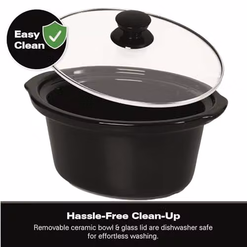 Hamilton Beach Comfort Cook Slow Cooker, 3.5L, Black, 160W with Ceramic Bowl and Keep Warm Function – 5