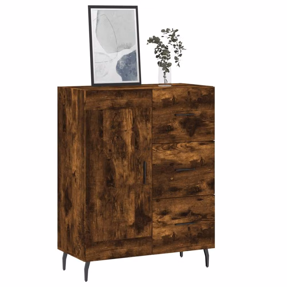 Berkfield Home Modern Smoked Oak Sideboard in Brown, W/D/H: 69.5 x 34 x 90 cm – 3