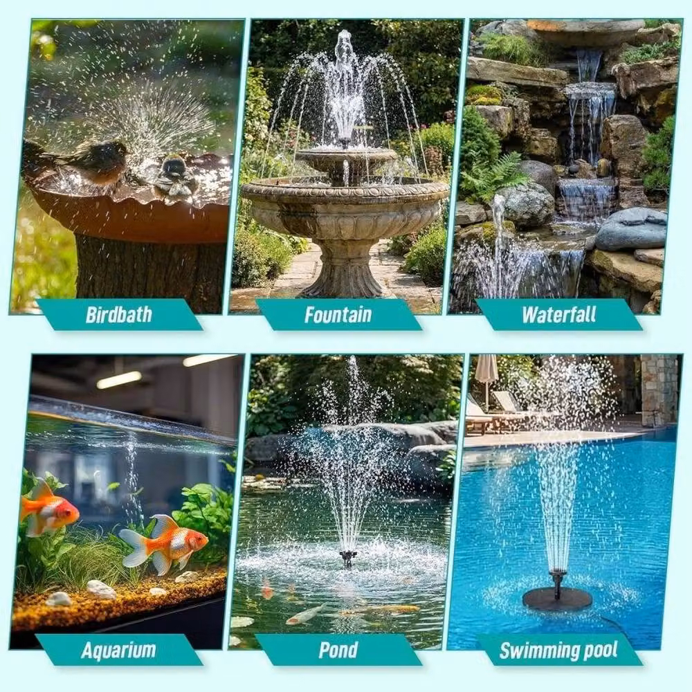 NESTLUNE 6.5W Solar Powered Water Pump for Garden Pools and Fountains, Black, W/D/H: 100 x 100 x 100 cm – 4