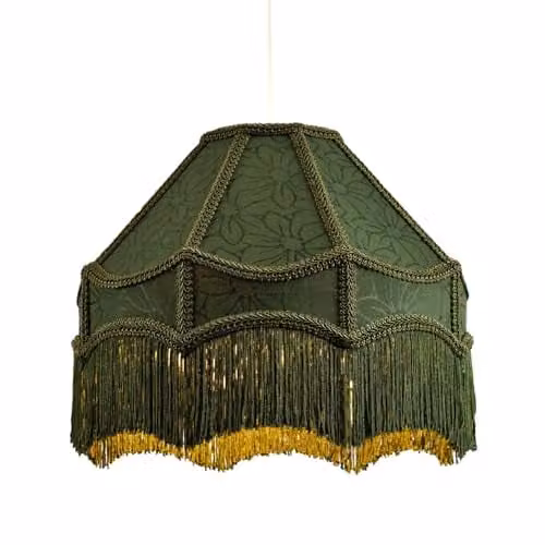 Happy Homewares Classic Forest Green Floral Jacquard Victorian Empire Lampshade, W: 30 cm, H: 19 cm