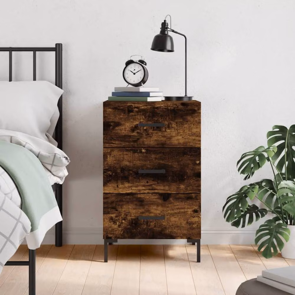Berkfield Home Modern Bedside Cabinet in Smoked Oak Brown, W/D/H: 40 x 40 x 66 cm – 2