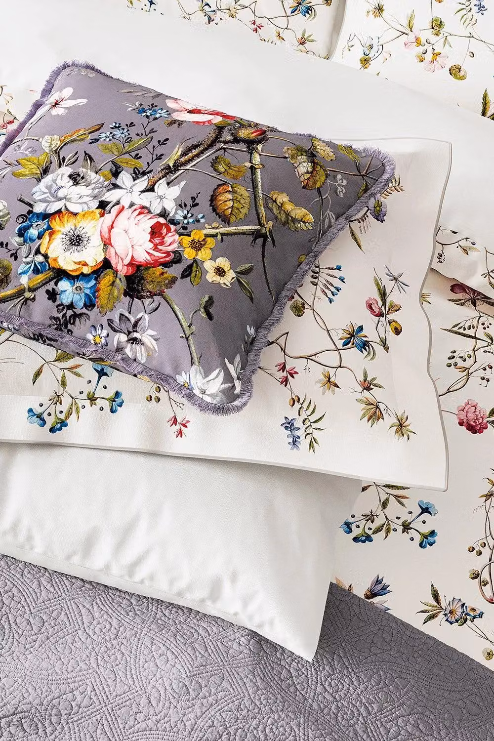V&A Kilburn Floral Cotton Square Cushion, Multicolour, W: 45 cm x H: 45 cm – 2