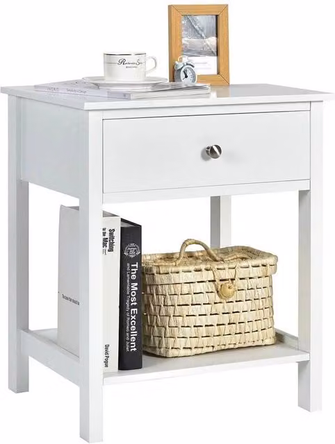 VOGREX Set of 2 Modern 2-Tier Nightstands with Drawer in White – 1