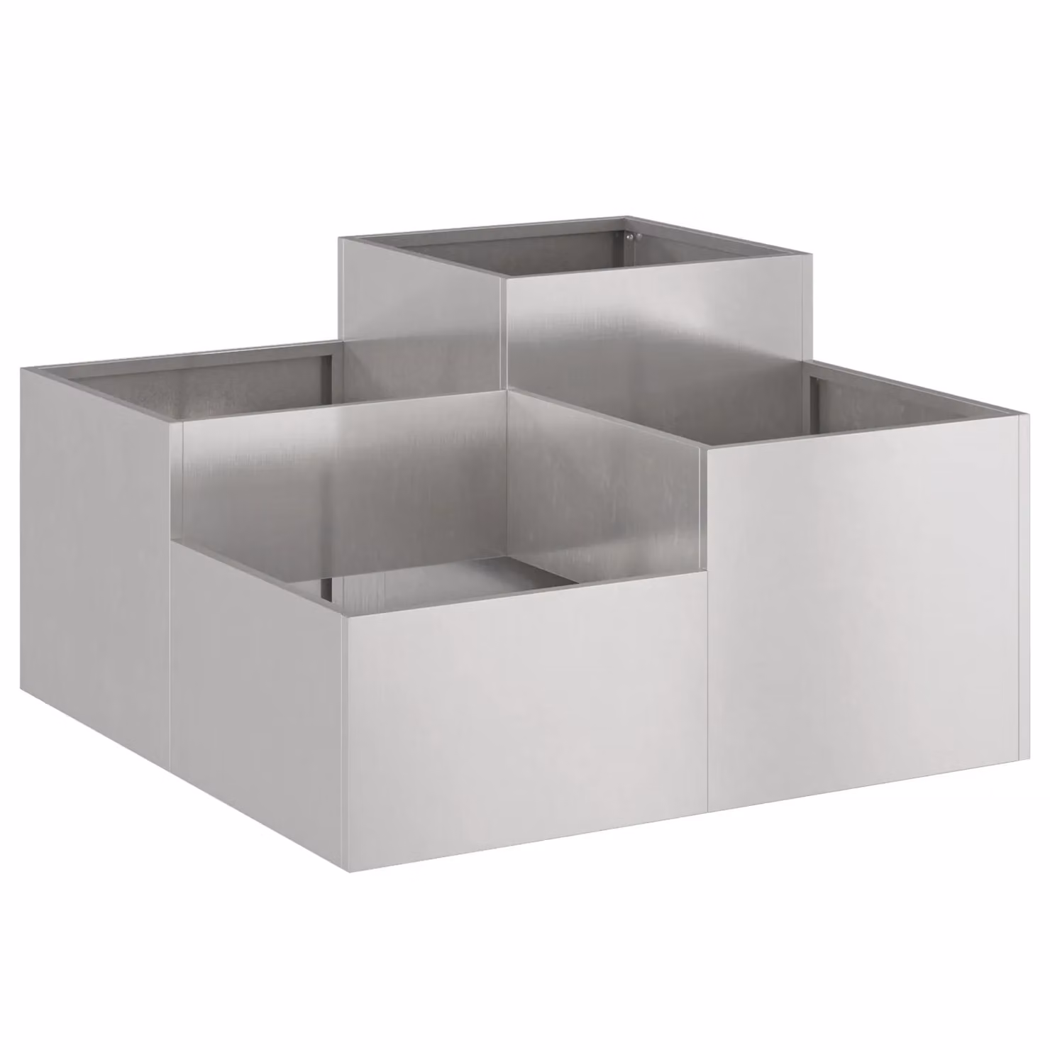 Berkfield Home Stainless Steel Garden Planter Tub in Silver, W/D/H: 80 x 80 x 48 cm – 2